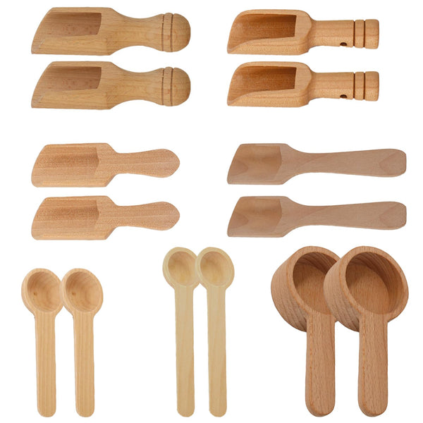 Mini Wooden Spoons, Set of 14, 7.5cm to 11cm