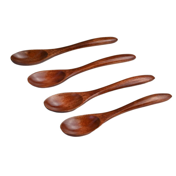 Small Wooden Tasting Spoons, Set of 4, Natural